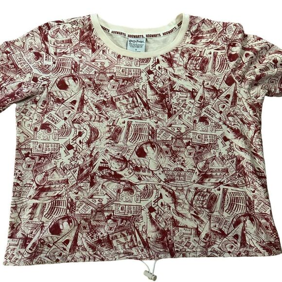 Harry Potter ~ Hogwarts Long Sleeved top~ cinch cord hem ~ size Small - Picture 4 of 13